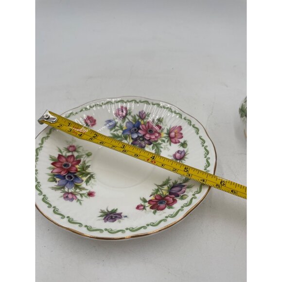 Queens Special Flowers Fine Bone China Cup & Saucer Anemone July Design - Picture 6 of 7